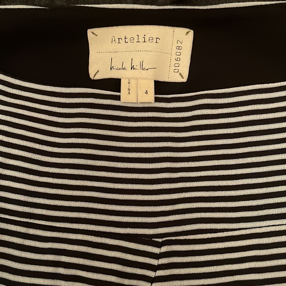Nicole Miller Artelier sz 4 black & white stripe wide leg pants